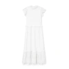 Sea Zipper Smocked Midi Dress In White