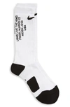 Nike Lebron Elite Performance Crew Socks In White/ Black/ Black