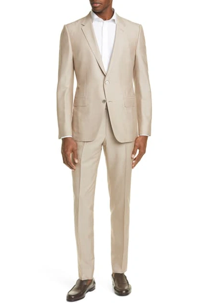 Ermenegildo Zegna Slim-fit Silk And Wool-blend Suit In Tan