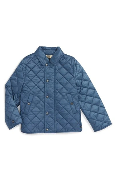 Burberry Kids' 'luke' Quilted Jacket In Bright Steel Blue