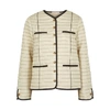 TORY BURCH CHAMPAGNE QUILTED SILK JACKET,3744736