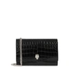 ALEXANDER MCQUEEN BLACK CROCODILE-EFFECT LEATHER CROSS-BODY BAG,3744393