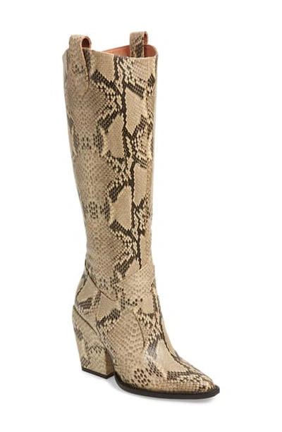 Alias Mae Wesley Western Knee High Boot In Beige Snake Print Leather