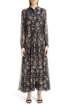 CHLOÉ PRINT METALLIC LONG SLEEVE FIL COUPE MAXI SHIRTDRESS,C20SRO12320