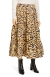 REJINA PYO EVE TIGER PRINT COTTON MIDI SKIRT,D156