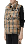 BURBERRY STERLING HORSEFERRY PRINT VINTAGE CHECK DOWN PUFFER VEST,8023729