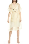 Baum Und Pferdgarten Devore Sheer Double Breasted Wrap Dress In Vanilla Custard Yellow