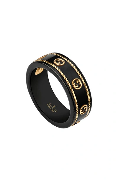 Gucci Icon 18kt Gold-embellished Ring In 101 - Black: