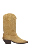 ISABEL MARANT DUERTO TEXAN ANKLE BOOTS IN BEIGE SUEDE,11199927