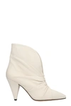 ISABEL MARANT LASTEEN HIGH HEELS ANKLE BOOTS IN WHITE LEATHER,11199925