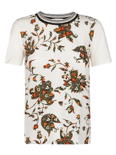 Tory Burch Floral Print T-shirt In White
