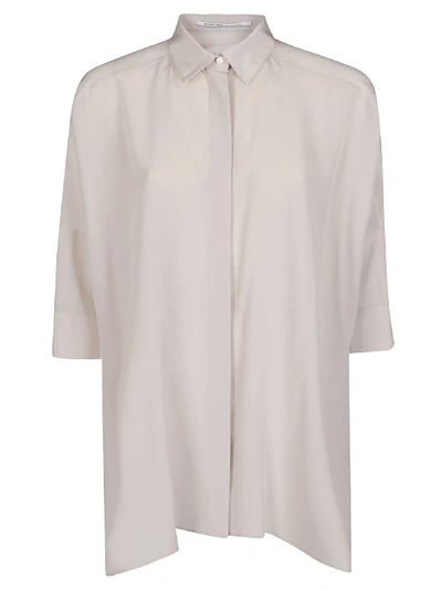 Agnona Silk Asymmetric Hem Blouse In Beige