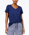 Hue Solid Short Sleeve V-neck Sleep T-shirt In Medieval