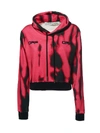 OFF-WHITE FUCHSIA TIGER DYE CROPPED HOODIE,OWBB016R20F30088