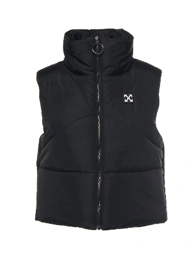 Off-white High Neck Puffer Gilet Jacket In Black