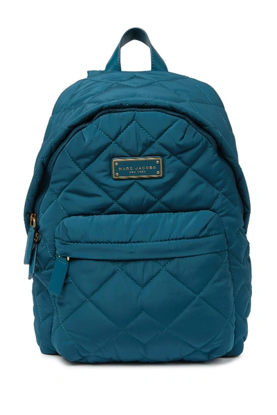 Marc Jacobs Quilted Nylon School Backpack In Deep Teal