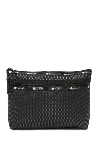 Lesportsac Taylor Large Top Zip Pouch In Black Mesh
