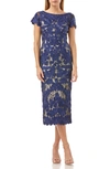 Js Collections Soutache Lace Midi Dress In Navy Nude
