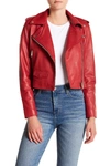 Walter Baker Liz Leather Moto Jacket In Dark Red