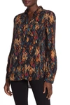 Beachlunchlounge Alana Printed Button Front Shirt In Black/gold