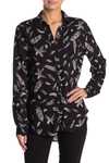 Beachlunchlounge Alana Printed Button Front Shirt In Feathers