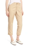 Ag Caden Crop Twill Trousers In Sulfur Sand Dun