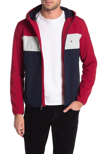 Tommy Hilfiger Soft Shell Fleece Active Hoodie In Red/ice/navy Rwe