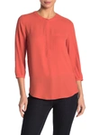 Nydj Henley 3/4 Sleeve Blouse In Chili