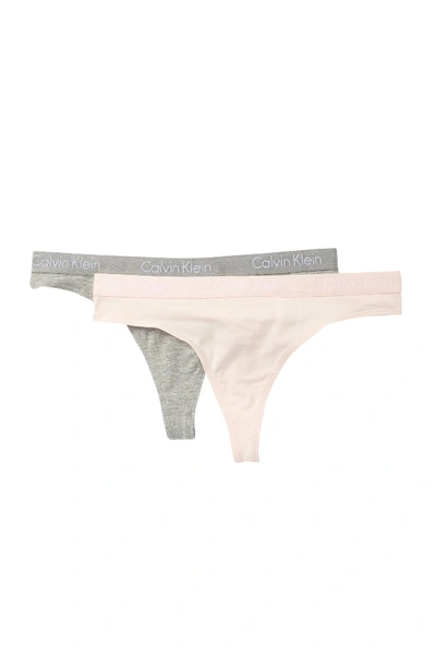 Calvin Klein Solid Thong - Pack Of 2 In Wrt Rswtr/gh
