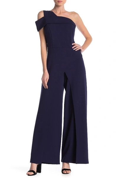 Marina One-shoulder Jumpsuit In Navy