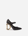 DOLCE & GABBANA NAPPA LEATHER MARY JANE WITH BAROQUE D&G HEEL