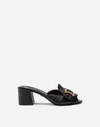 DOLCE & GABBANA NAPPA LEATHER SLIDERS WITH BAROQUE DG