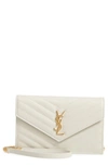 SAINT LAURENT 'SMALL MONO' LEATHER WALLET ON A CHAIN,393953BOW01