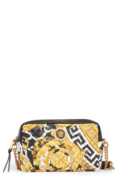 Versace First Line Wild Print Leather Camera Bag In Black