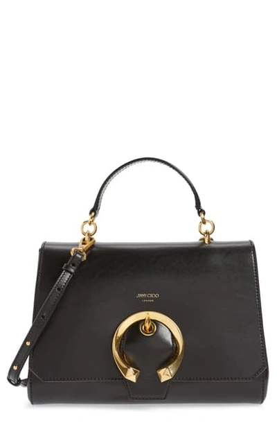 Jimmy Choo Madeline Medium Top-handle Leather Handbag In Black