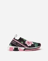 Dolce & Gabbana Sorrento Black Polyester Slip On Sneakers In Floral Print