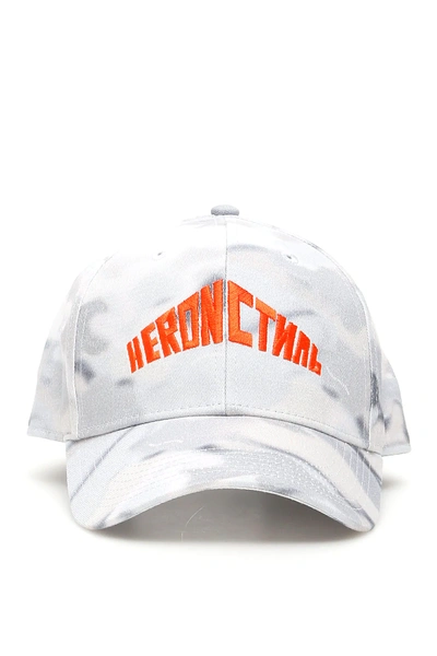 Heron Preston Embroidered Logo Camouflage Cap In Grey,orange