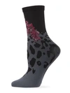 Natori Leopard & Floral Crew Socks In Black