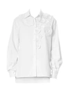 Carolina Herrera Floral Appliqué Evening Shirt In White