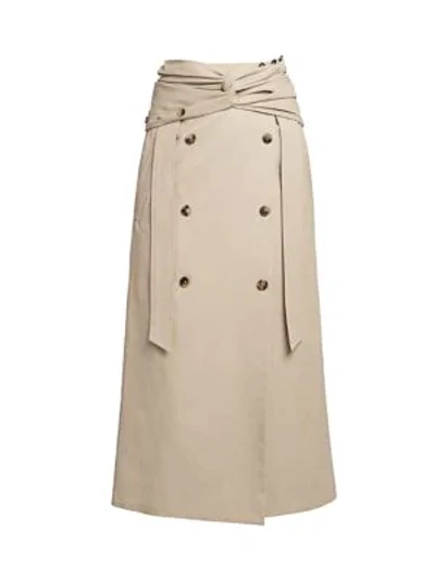 Rokh Wrap-detailed Cotton Midi Skirt In Neutral