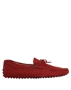Tod's Suede Loafers In Red
