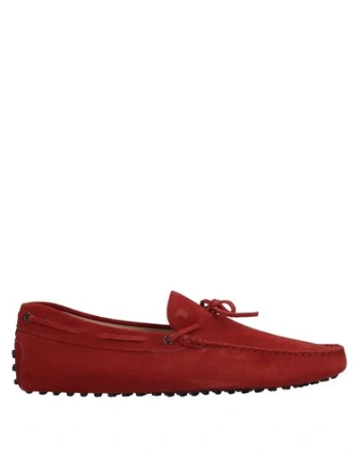 Tod's Suede Loafers In Red