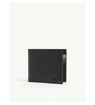 Prada Bifold Leather Wallet In Black