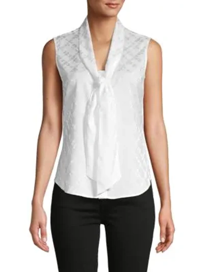 Calvin Klein Tie-front Sleeveless Shirt In Cream