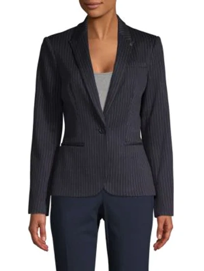 Tommy Hilfiger Striped Long-sleeve Blazer In Midnight Blue