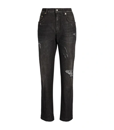 Dolce & Gabbana Distressed-effect Boyfriend Jeans In Black