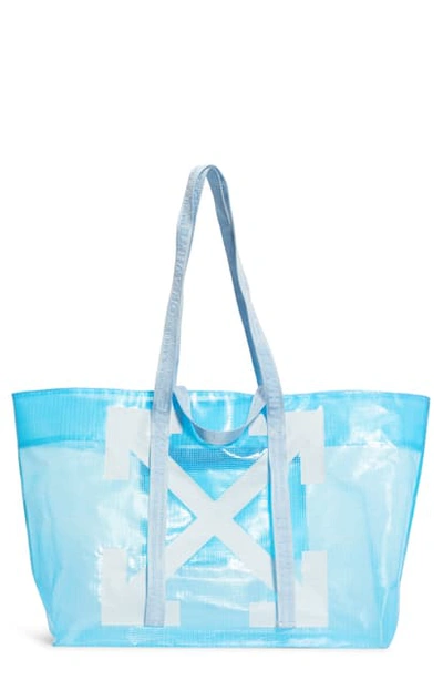 Off-white Commercial Logo Pvc Tote Bag In Blue