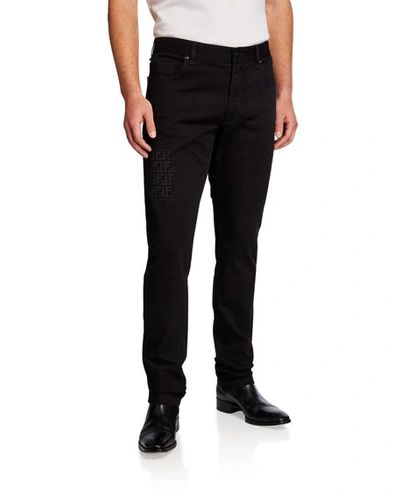 Fendi Men's Faded Ff Dark-wash Jeans In Black