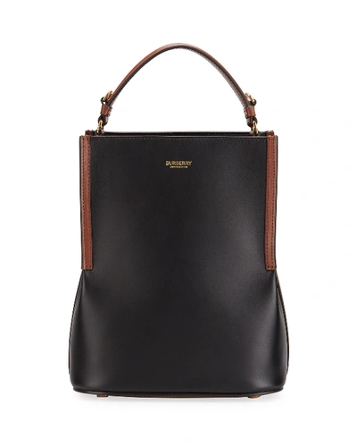 Burberry Small Peggy Two-tone Leather Bucket Bag In Black