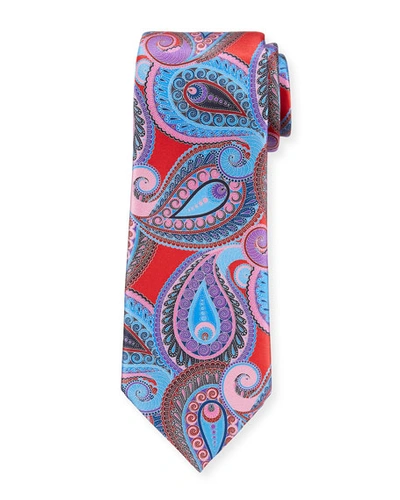 Ermenegildo Zegna Men's Paisley Pines Silk Tie In Red